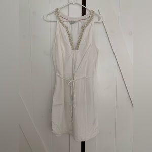 Boden eggshell dress with embroidered collar